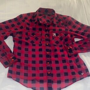 Southern threads ladies Plaid sheer Button-Up Shirt           Size XL